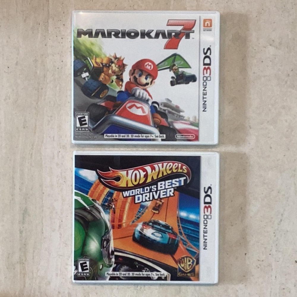 Mario Kart 7 Nintendo 3DS Game & Hot Wheels World’s Best Driver 3DS Lot Of 2
